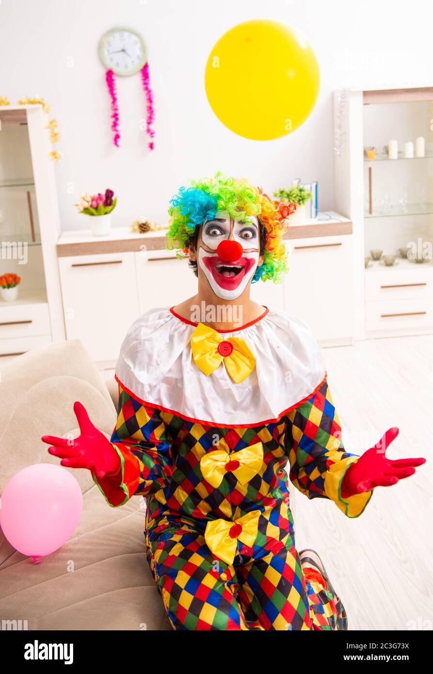 Funny clown nella celebrazione di Natale la nozione Foto Stock