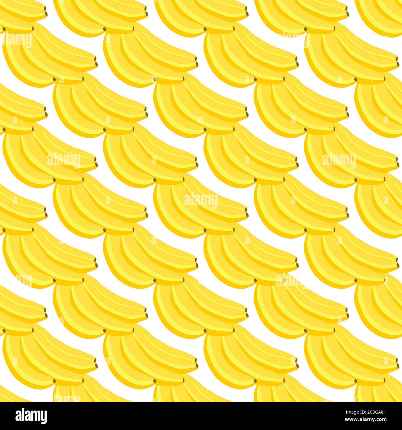 Illustrazione sul tema banana senza giunture colorata grande, motivo di frutta brillante per sigillo. Modello di frutta costituito da una bella banana continua senza cuciture. Semplice Illustrazione Vettoriale