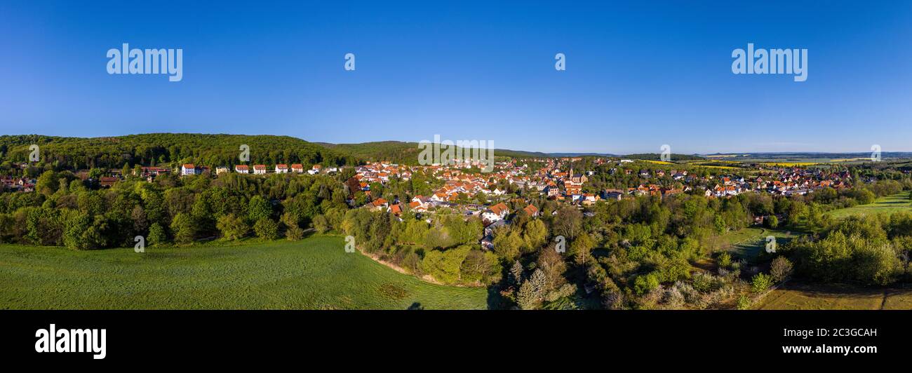 Vista aerea Panorama Bad Suderode nelle montagne Harz Foto Stock