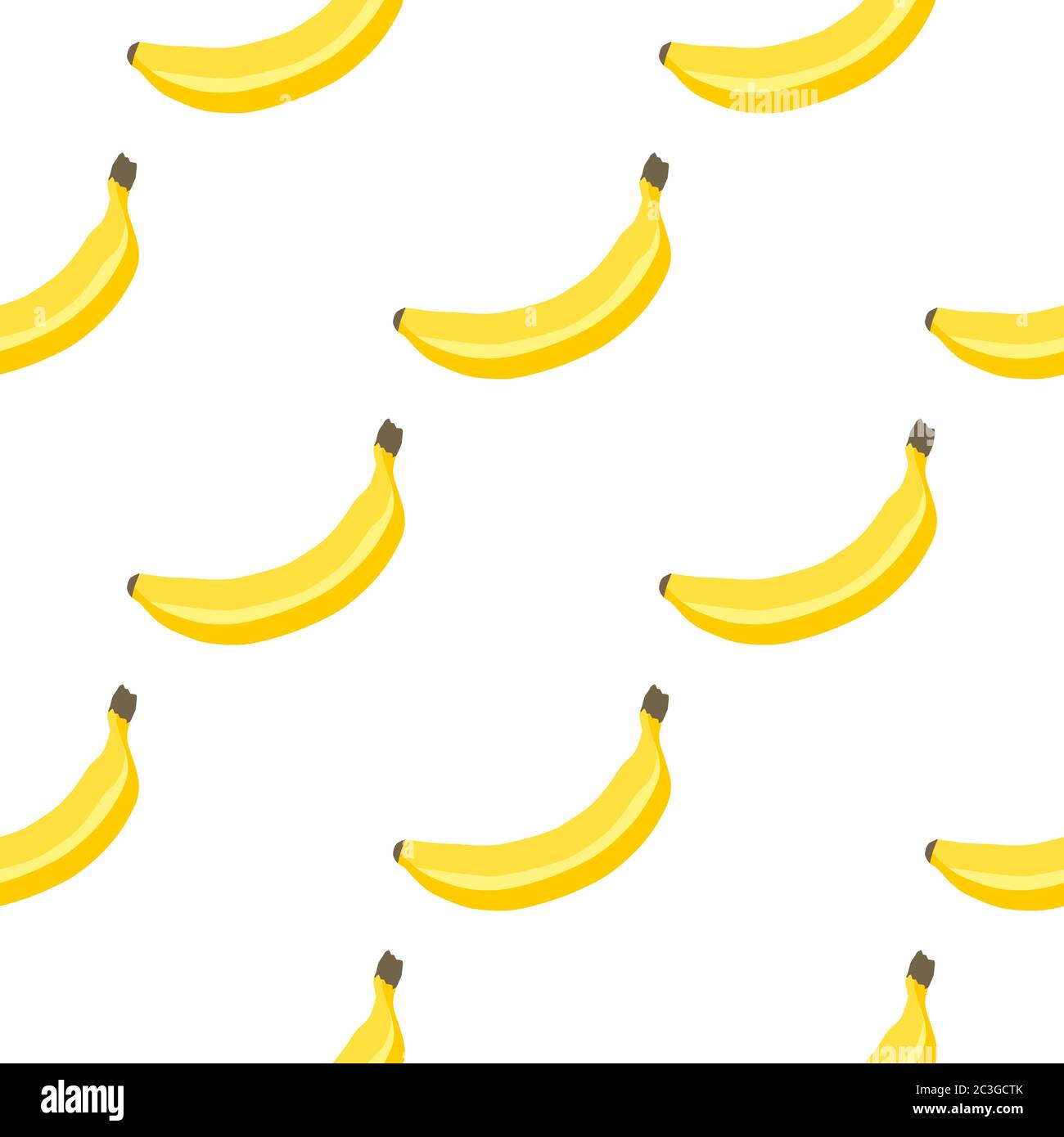 Illustrazione sul tema banana senza giunture colorata grande, motivo di frutta brillante per sigillo. Modello di frutta costituito da una bella banana continua senza cuciture. Semplice Illustrazione Vettoriale