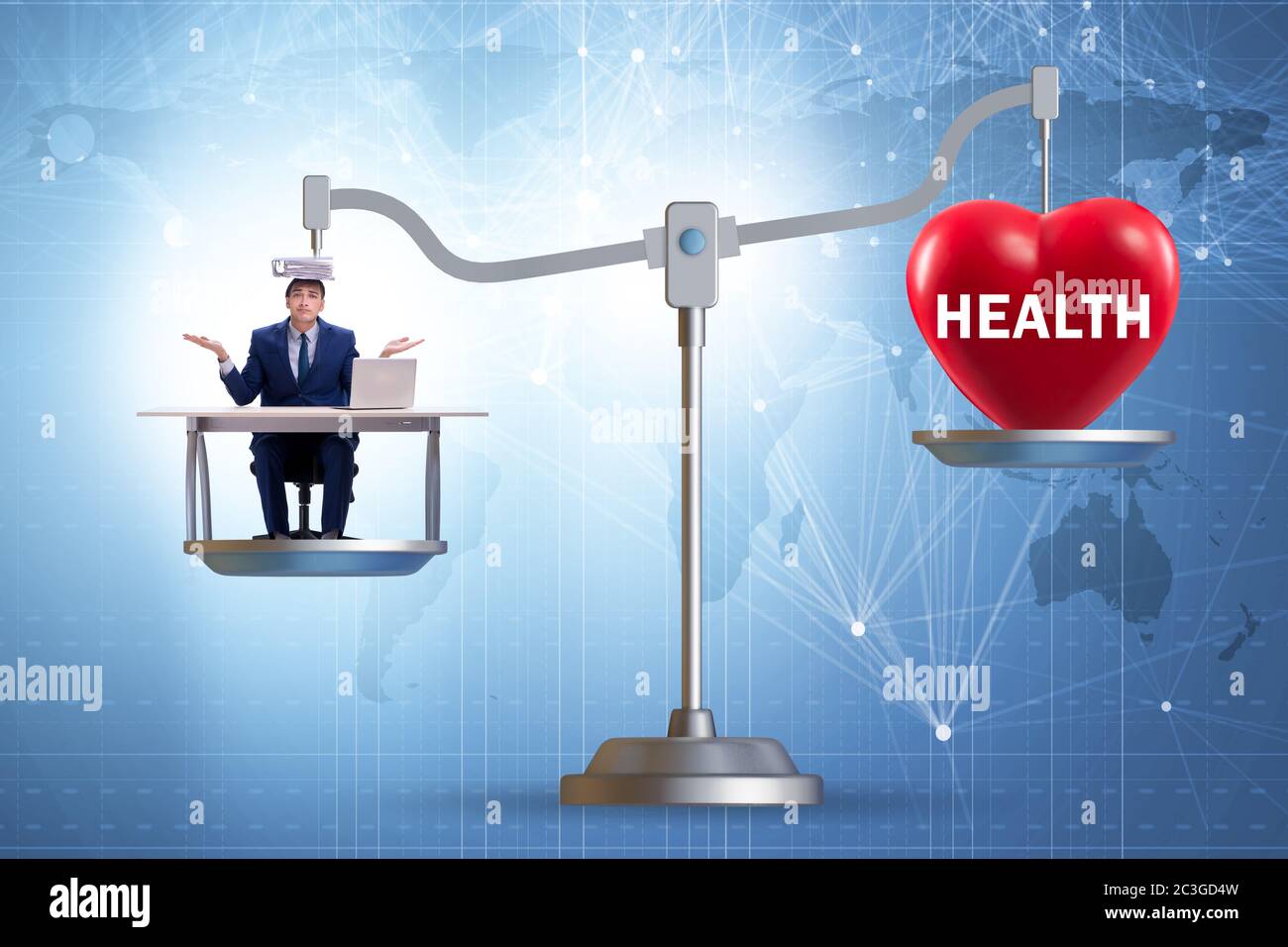 Concetto di equilibrio tra lavoro e salute Foto Stock