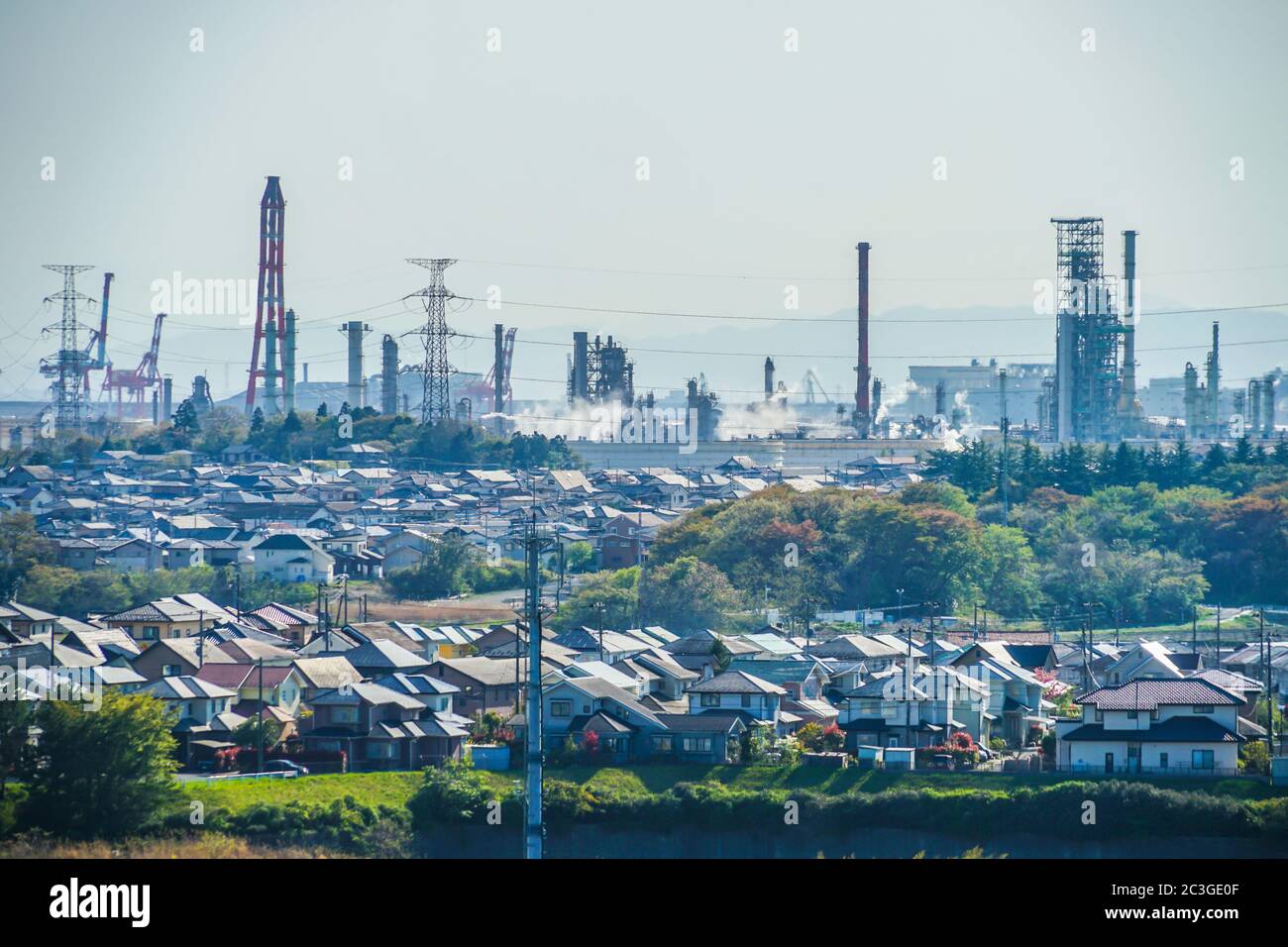 Porto di Sendai visibile dalla Prefettura di Miyagi shichigahama Foto Stock