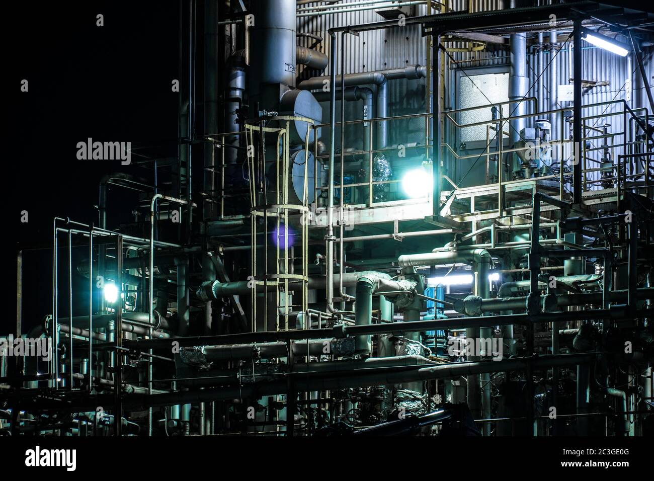Vista notturna della fabbrica della zona industriale di Kawasaki Keihin Foto Stock