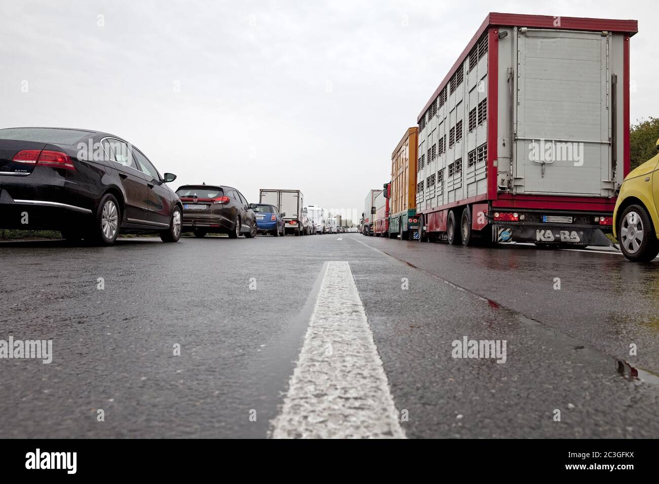 Viale di soccorso sull'autostrada A1, Nottuln, Muensterland, Nord Reno-Westfalia, Germania, Europa Foto Stock