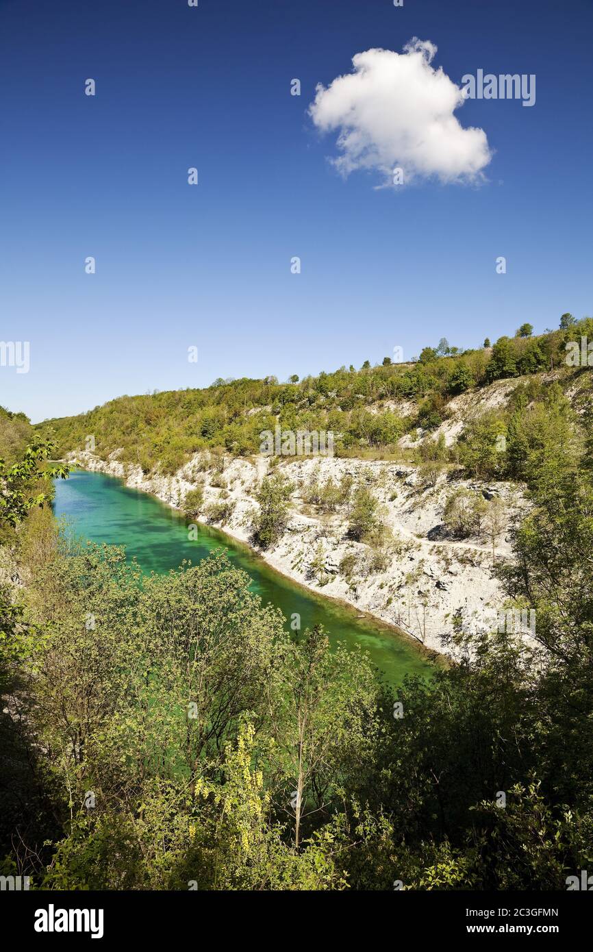 Canyon, riserva naturale di Steinbruch im Kleefeld, Lengerich, Renania settentrionale-Vestfalia, Germania, Europa Foto Stock