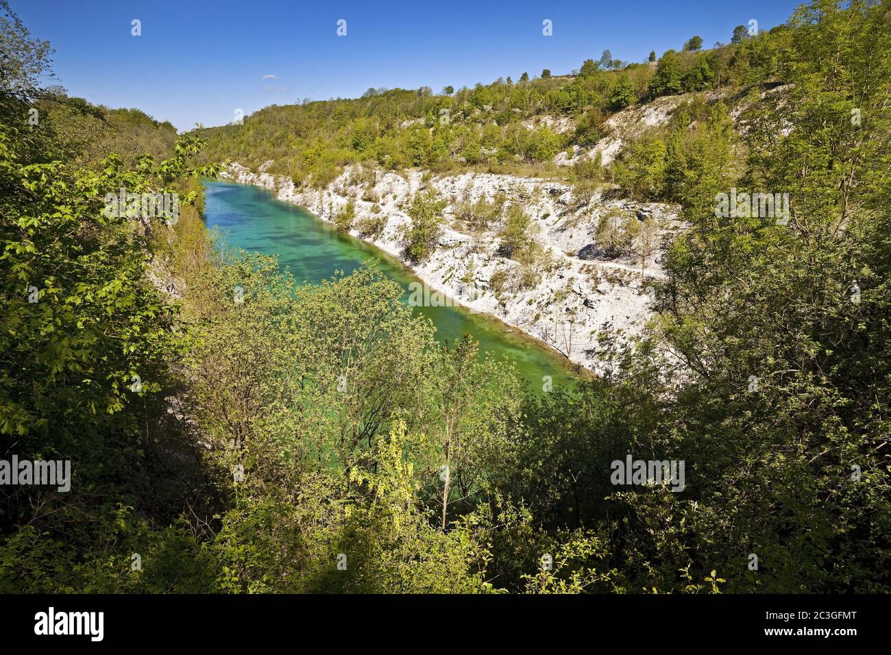 Canyon, riserva naturale di Steinbruch im Kleefeld, Lengerich, Renania settentrionale-Vestfalia, Germania, Europa Foto Stock