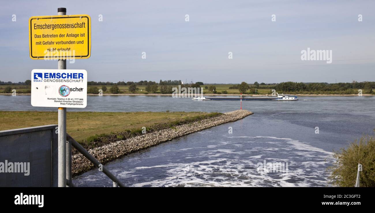 All'estuario dell'Emscher nel Reno, Dinslaken, Ruhr, Nord Reno-Westfalia, Germania, Europa Foto Stock