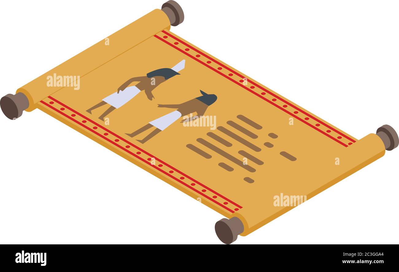 Icona papiro egiziano, stile isometrico Illustrazione Vettoriale