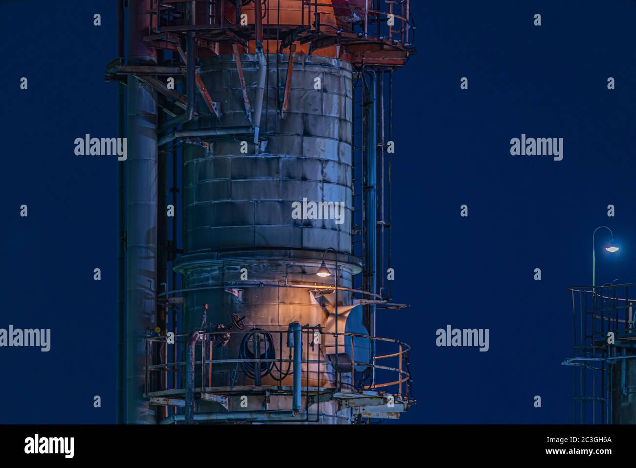 Vista notturna della fabbrica della zona industriale di Kawasaki Keihin Foto Stock