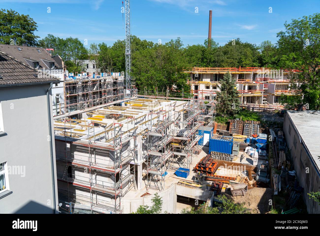 Cantiere, nuova costruzione di edifici, costruzione di conchiglie, Essen, NRW, Germania Foto Stock