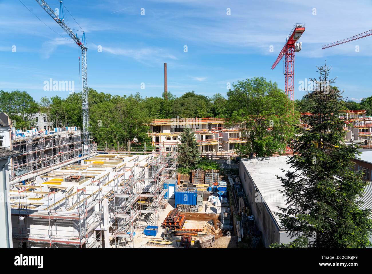 Cantiere, nuova costruzione di edifici, costruzione di conchiglie, Essen, NRW, Germania Foto Stock