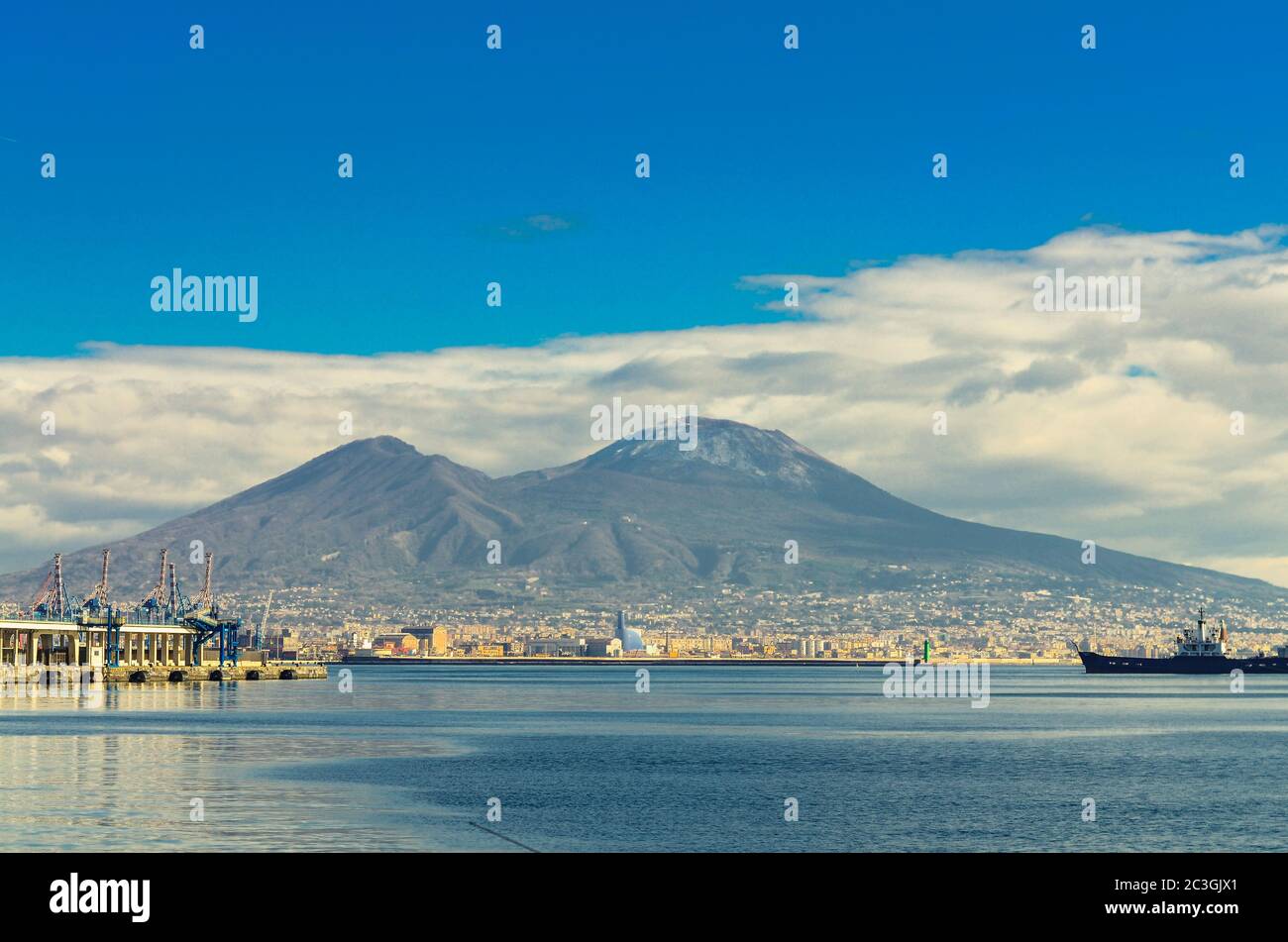 Vista sul Vesuvio e sul Golfo di Napoli Foto Stock