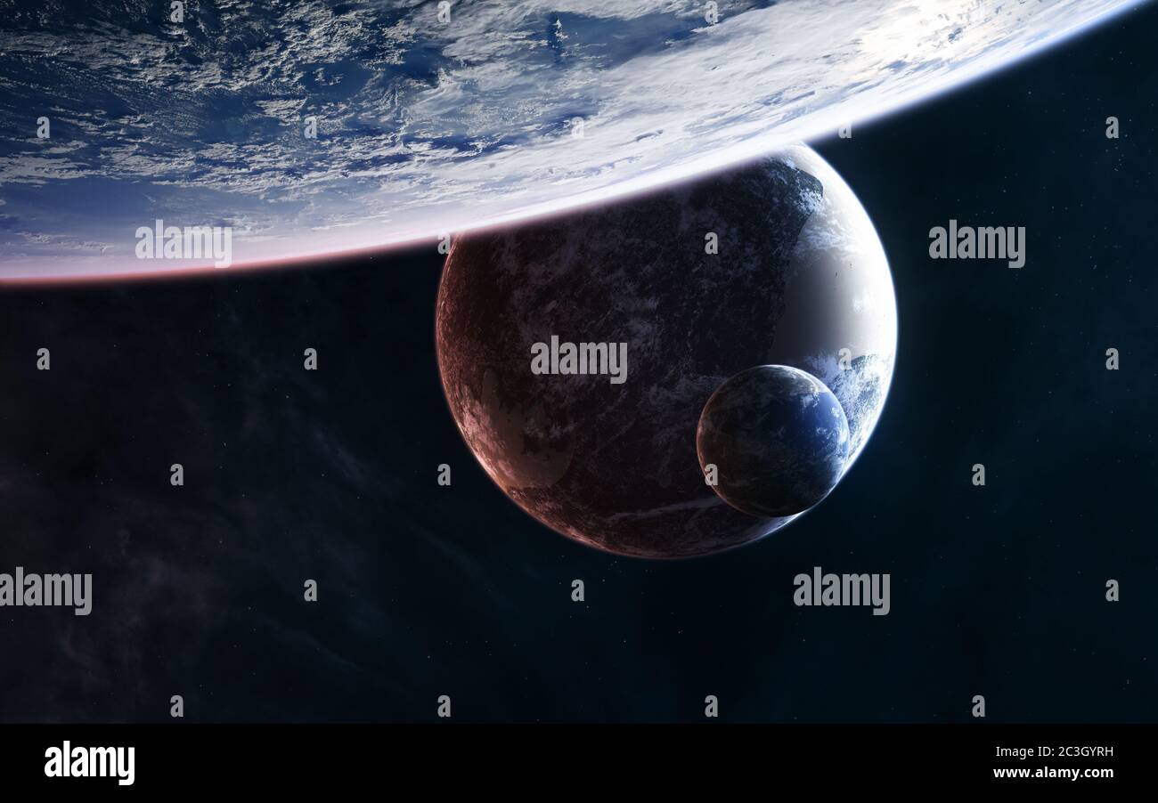 Pianeti nello spazio profondo Foto Stock