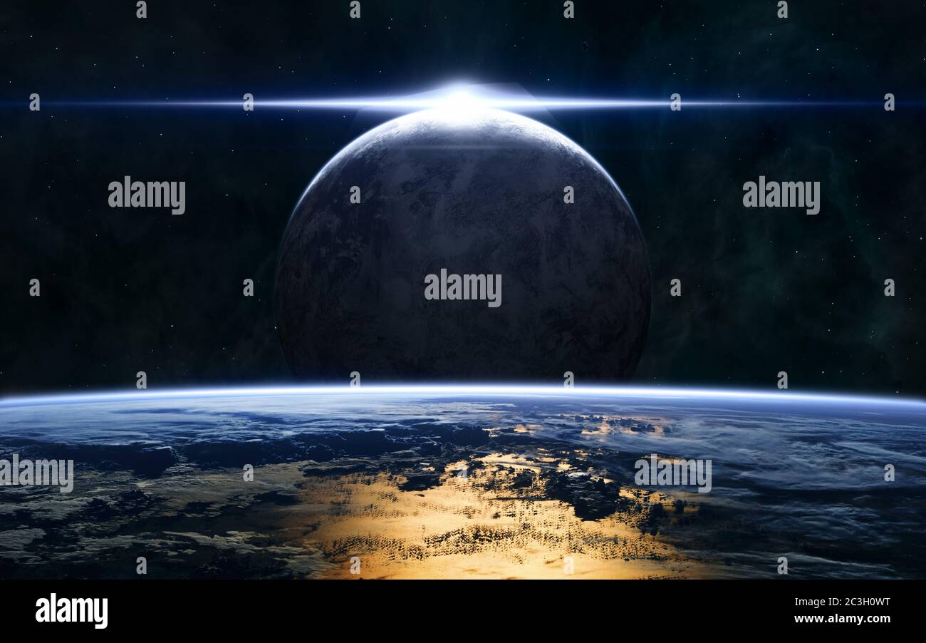 Stella aumento. Pianeti di spazio profondo Foto Stock