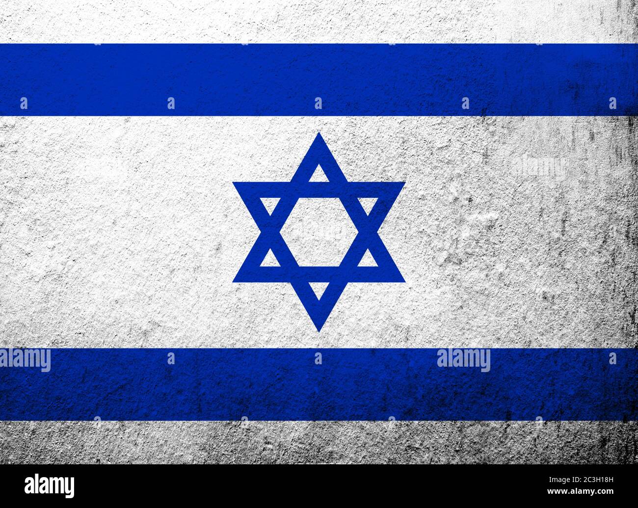 Stato di Israele bandiera nazionale (con Stella di David). Grunge sfondo Foto Stock