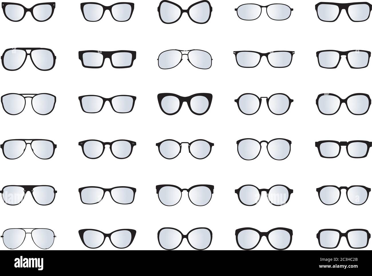 Set di occhiali. Illustrazione e icona vettoriale. Illustrazione Vettoriale