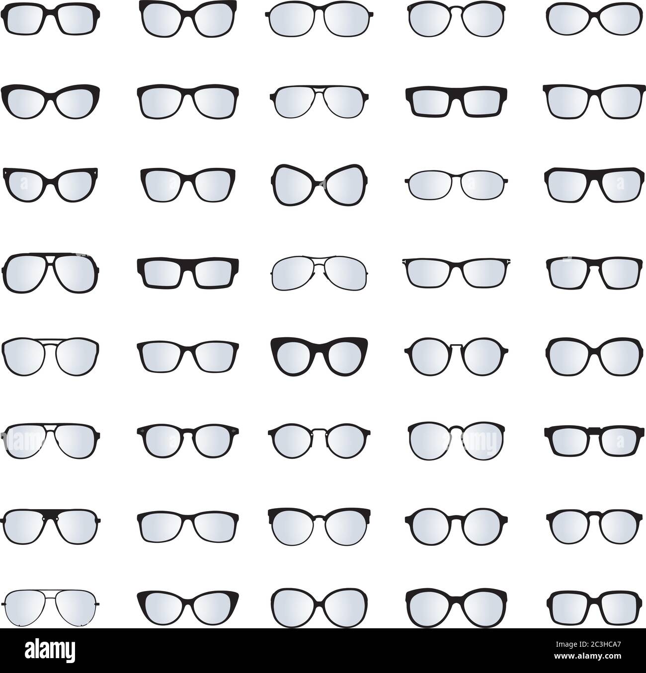 Set di occhiali. Illustrazione e icona vettoriale. Illustrazione Vettoriale