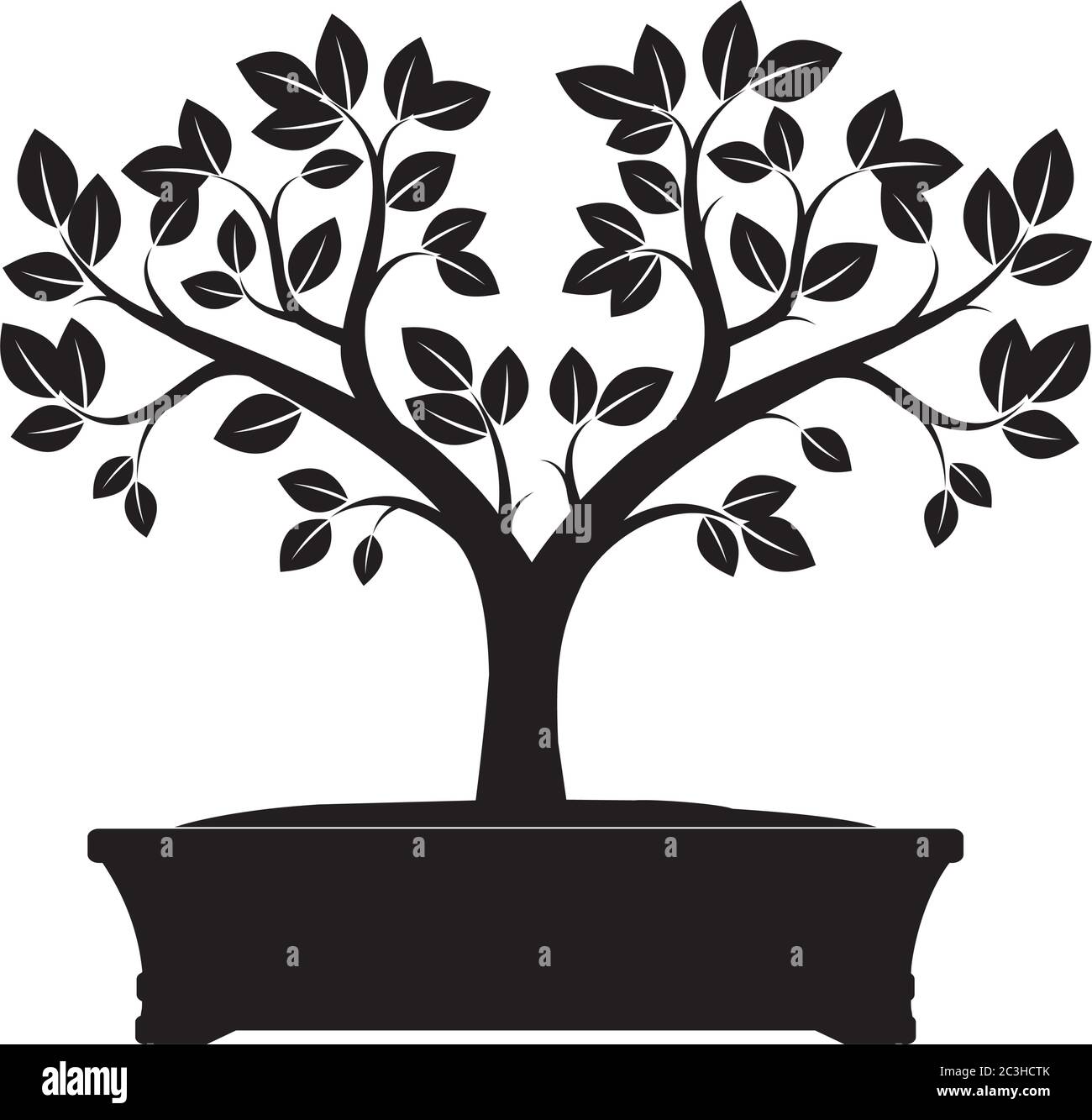 Albero bonsai Giappone in vaso. Illustrazione vettoriale. Illustrazione Vettoriale