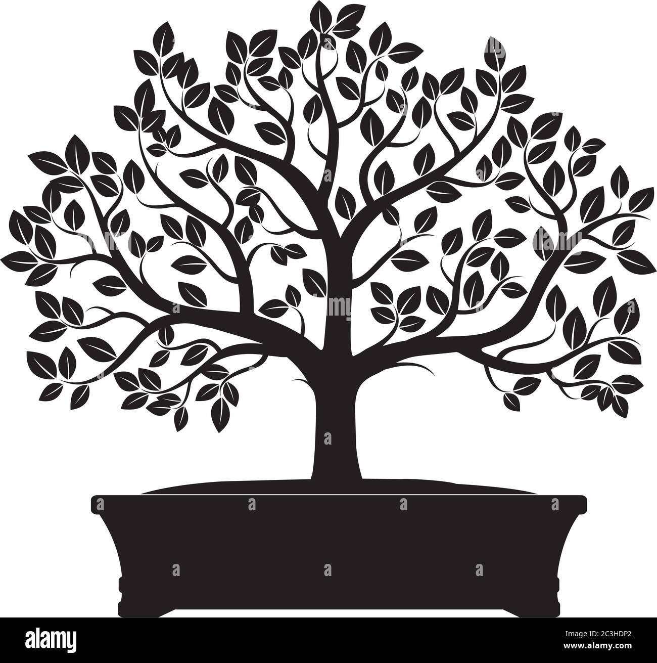 Albero bonsai Giappone in vaso. Illustrazione vettoriale. Illustrazione Vettoriale