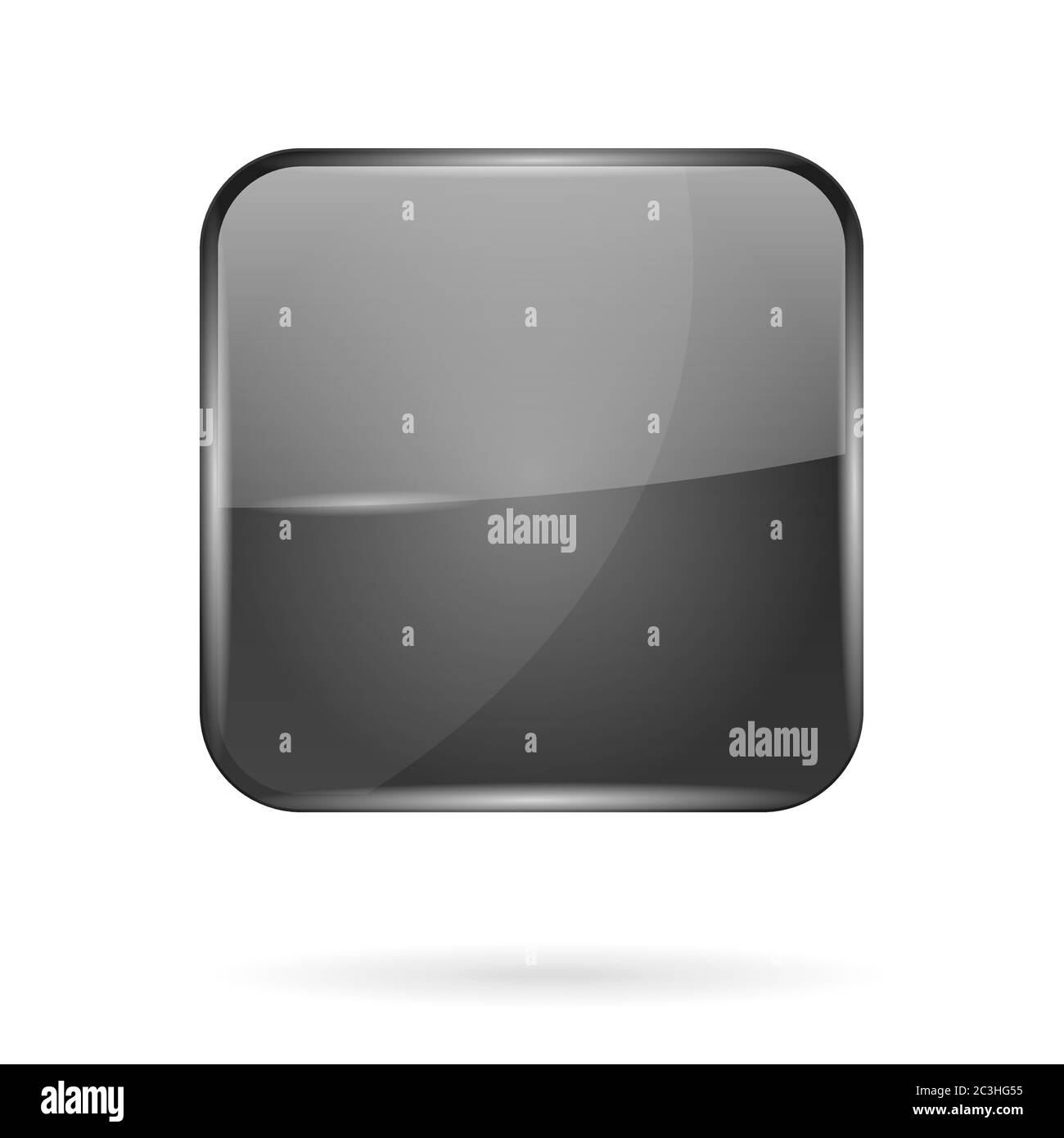 Pulsante 3d lucido nero. Icona del quadrato Web Illustrazione Vettoriale