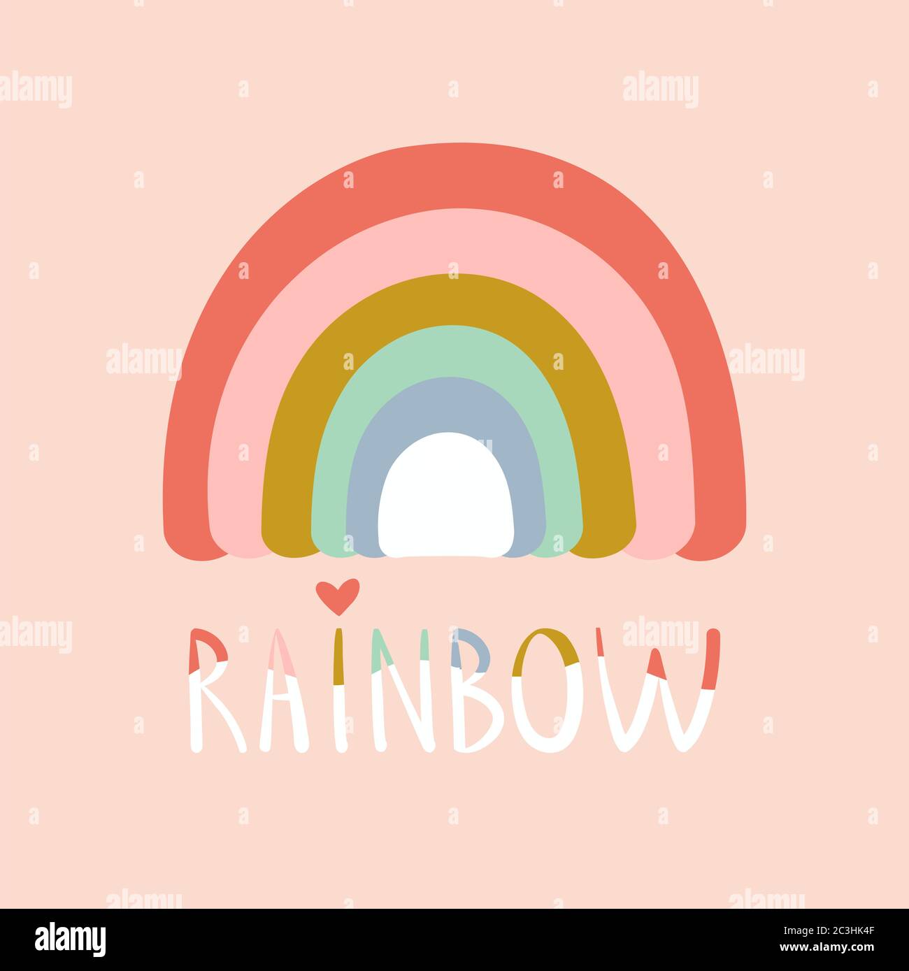 Illustrazione creativa dell'arcobaleno con scritte. Scheda vettoriale Illustrazione Vettoriale