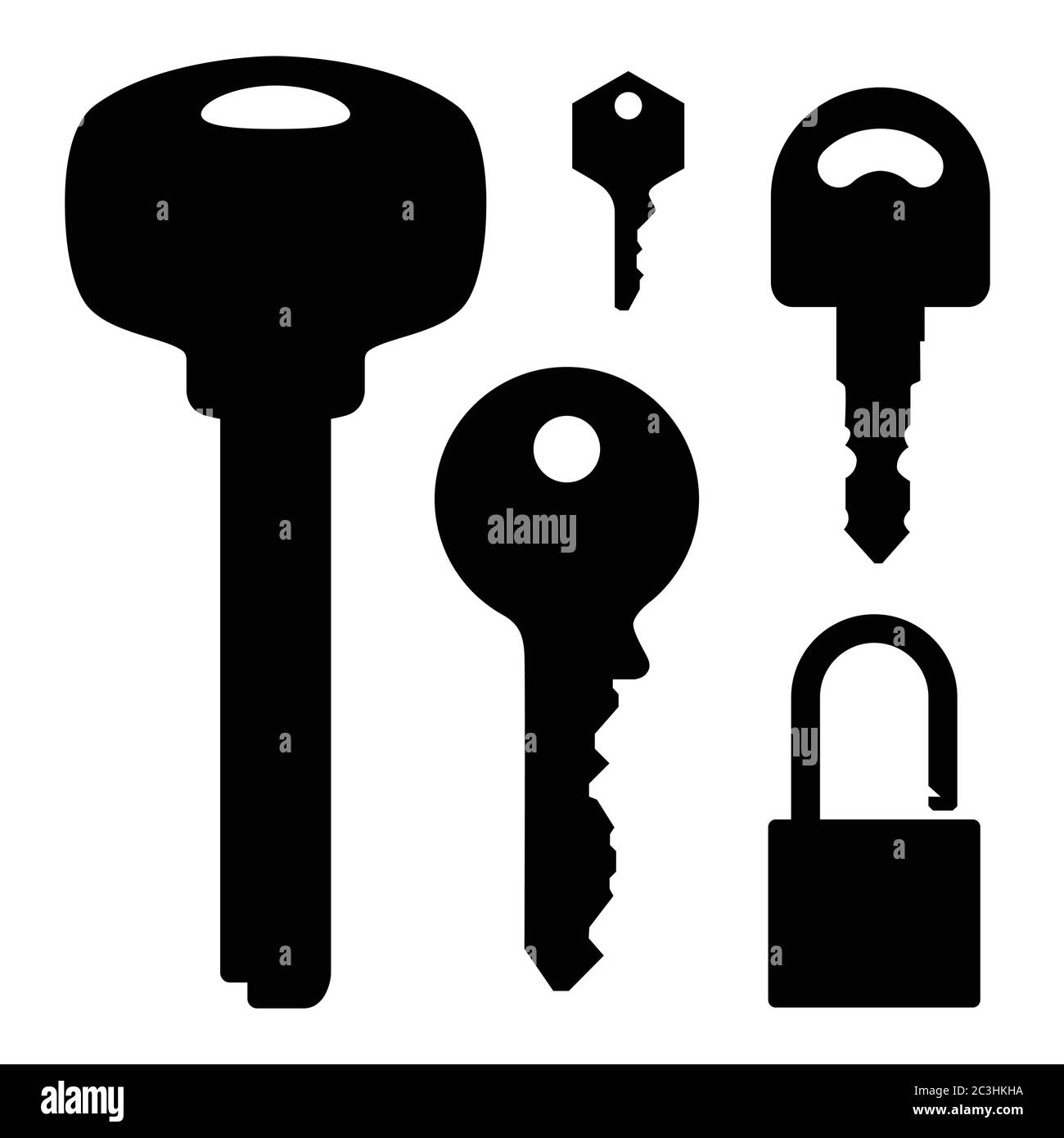 Set di chiavi e serratura. Illustrazione vettoriale Illustrazione Vettoriale