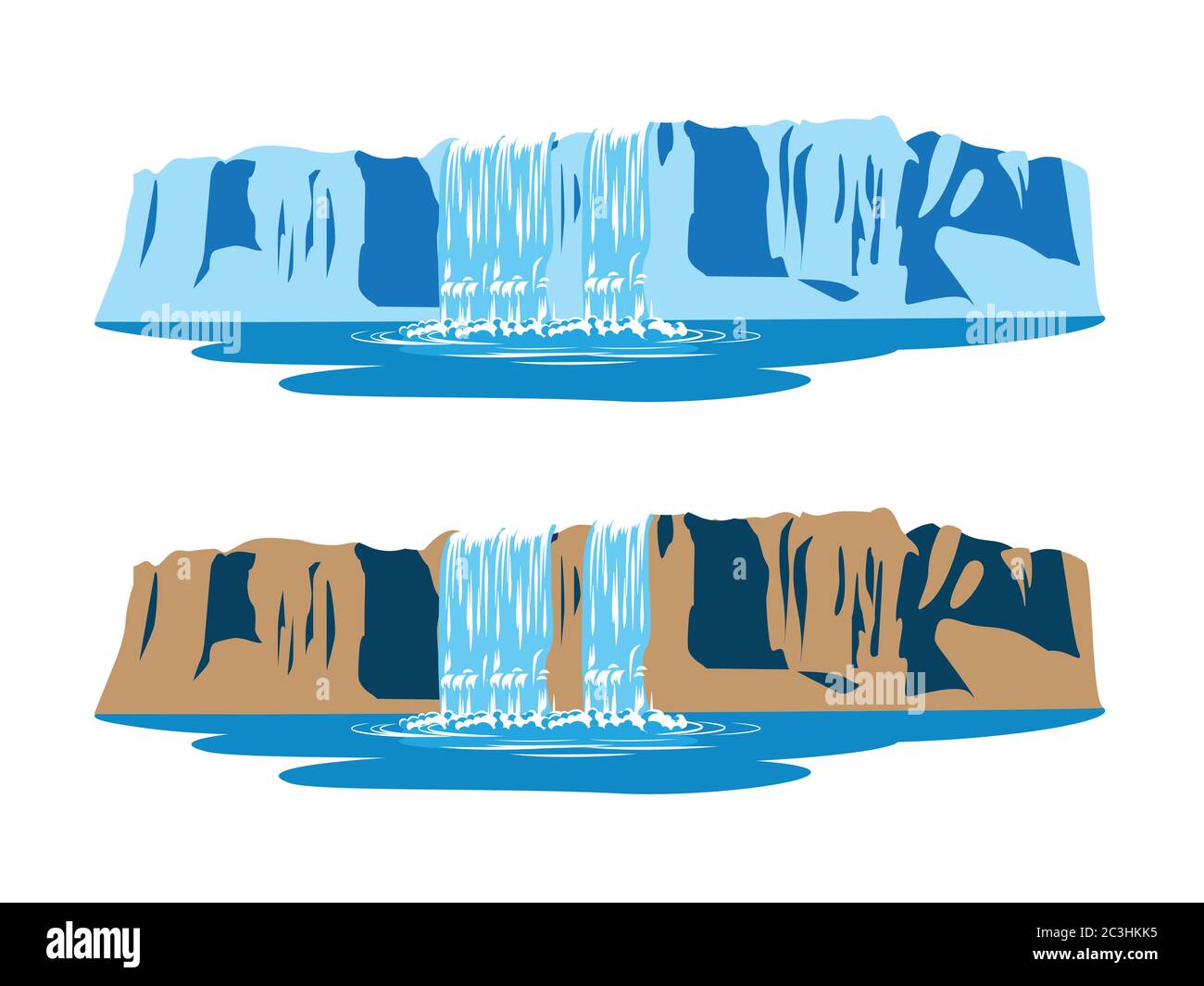 illustrazione vettoriale stilizzata delle cascate di montagna Illustrazione Vettoriale