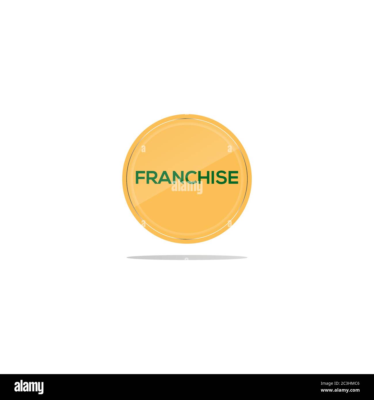 Franchising di scrittura in un cerchio di crema. Davanti all'articolo in franchising c'è un vetro circolare. Illustrazione Vettoriale