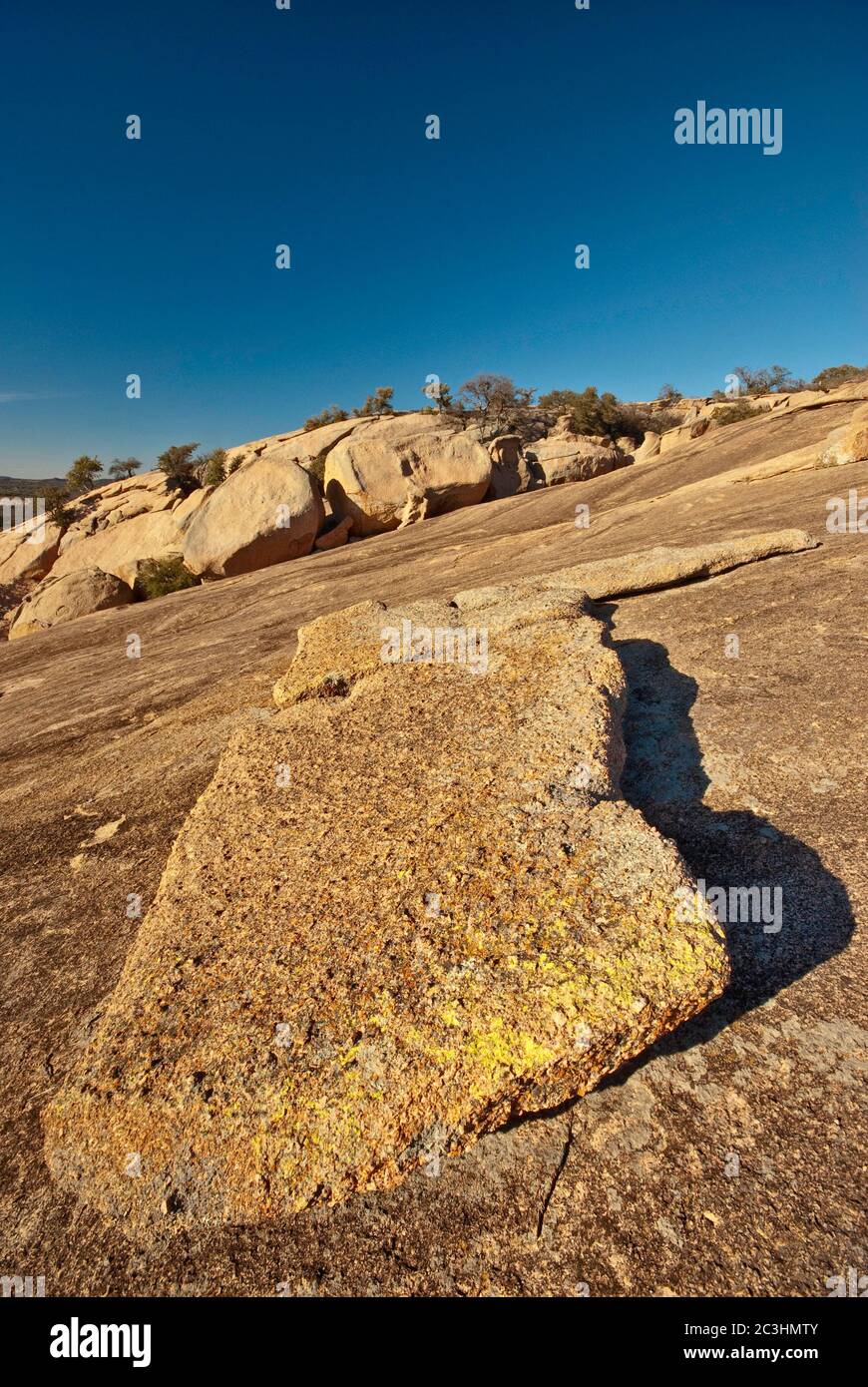 Sfogliate gli strati di granito a Cupola della Roccia incantata nel paese collinare nei pressi di Fredericksburg, Texas, Stati Uniti d'America Foto Stock