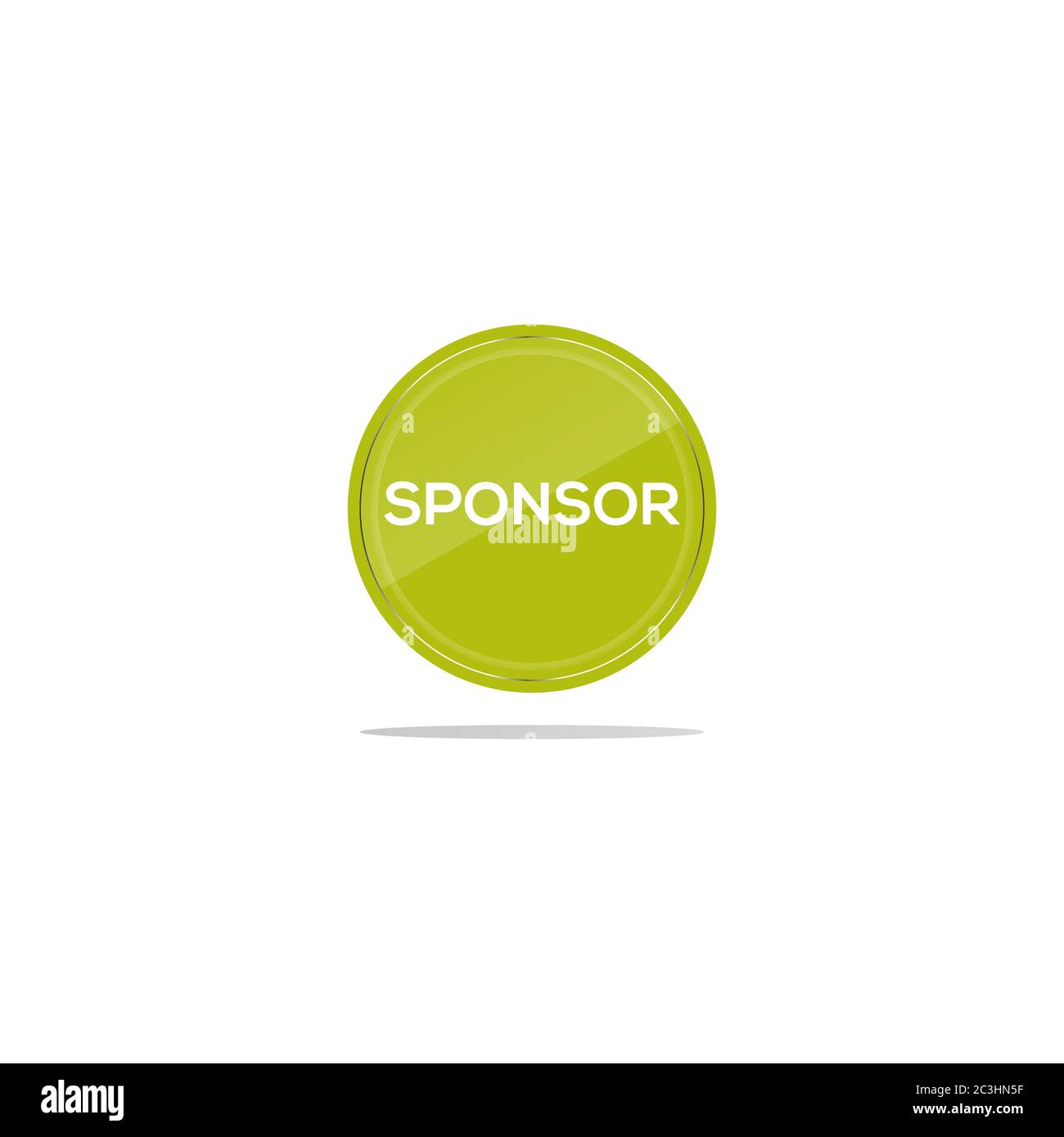 Scrivere sponsor in un cerchio verde. Davanti all'articolo sponsor è presente un vetro circolare. Illustrazione Vettoriale