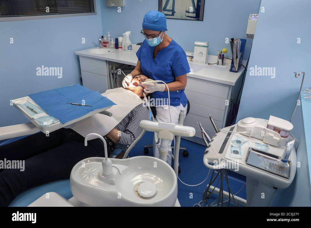 PULIZIA DEI DENTI Foto Stock