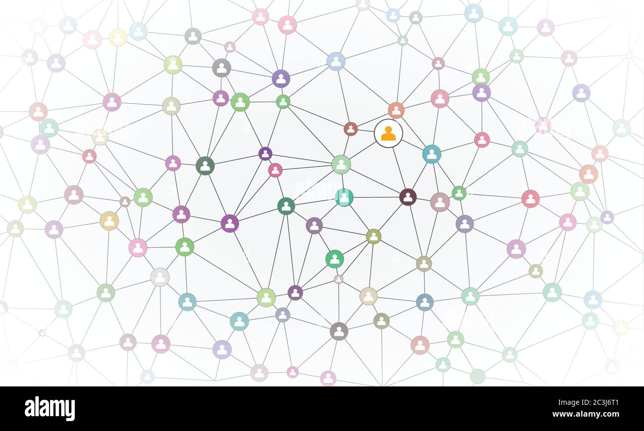 I social media si cerchiano con l'icona della persona. Collegamenti di rete Illustrazione. Illustrazione aziendale Illustrazione Vettoriale