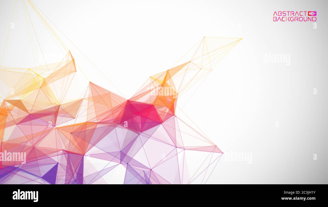 Riassunto di sfondo della rete. Concetto aziendale di tecnologia Connect della struttura triangolare della griglia di linee su sfondo bianco. Comunicazione globale via Internet Illustrazione Vettoriale