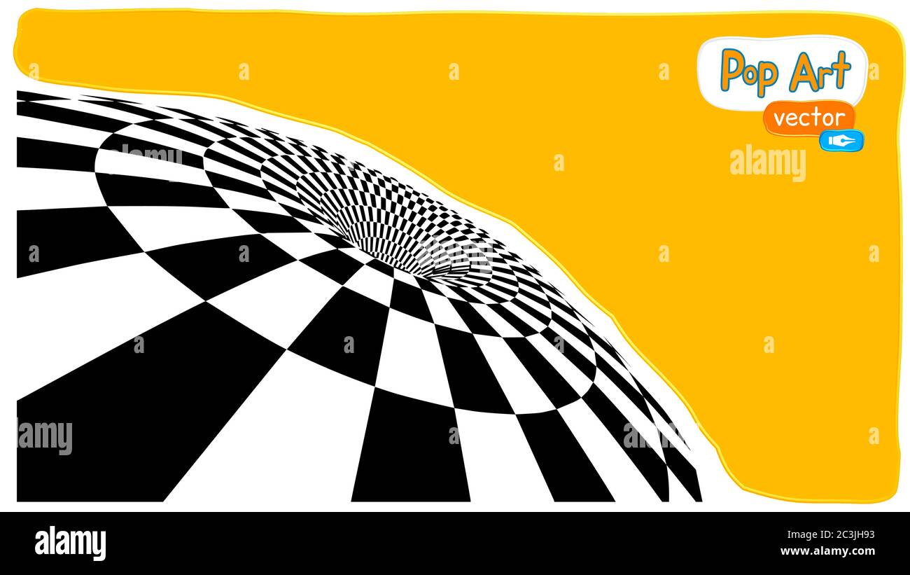 Illustrazione vettoriale op art, sfondo giallo arancione, illustrazione pop art. Illustrazione Vettoriale