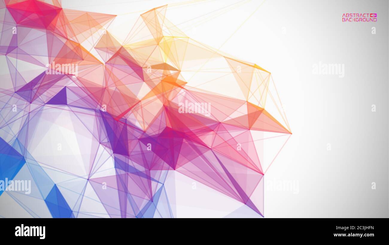Riassunto di sfondo della rete. Concetto aziendale di tecnologia Connect della struttura triangolare della griglia di linee su sfondo bianco. Comunicazione globale via Internet Illustrazione Vettoriale