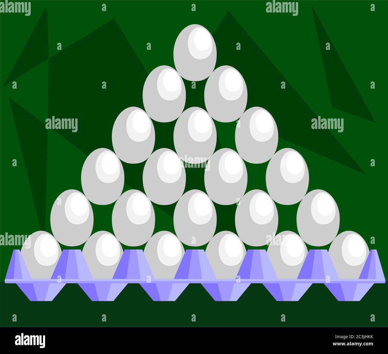 Uova impilate in forma piramidale sull'icona del vassoio illustrazione vettoriale Illustrazione Vettoriale