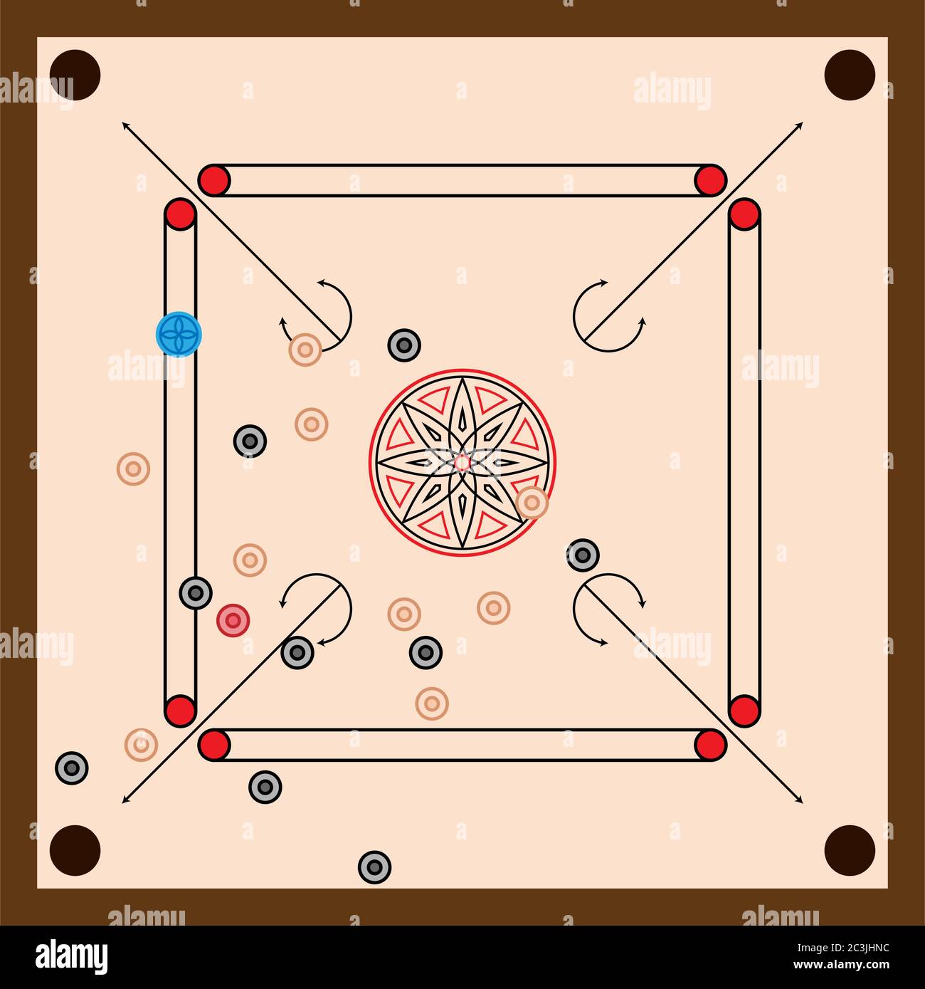 Immagine vettoriale dell'icona della scheda Carrom Illustrazione Vettoriale