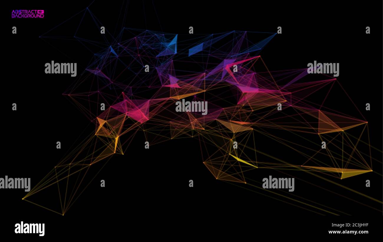 Riassunto di sfondo della rete. Concetto aziendale di tecnologia Connect della struttura triangolare della griglia di linee su sfondo bianco. Comunicazione globale via Internet Illustrazione Vettoriale