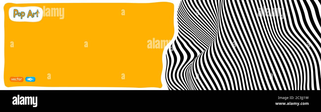 Illustrazione vettoriale op art, sfondo giallo arancione, illustrazione pop art. Illustrazione Vettoriale