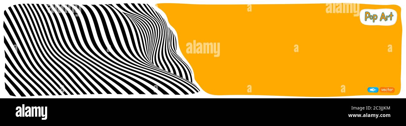 Illustrazione vettoriale op art, sfondo giallo arancione, illustrazione pop art. Illustrazione Vettoriale