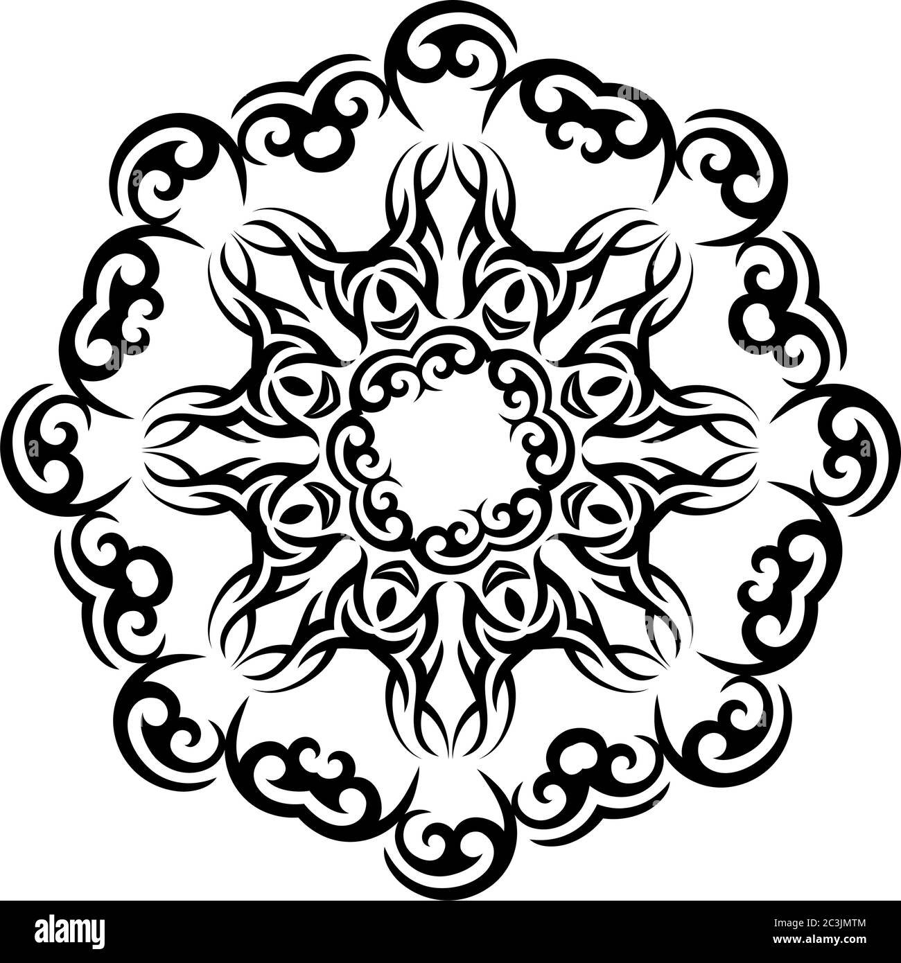 Illustrazione del vettore circolare del tatuaggio tribale Illustrazione Vettoriale