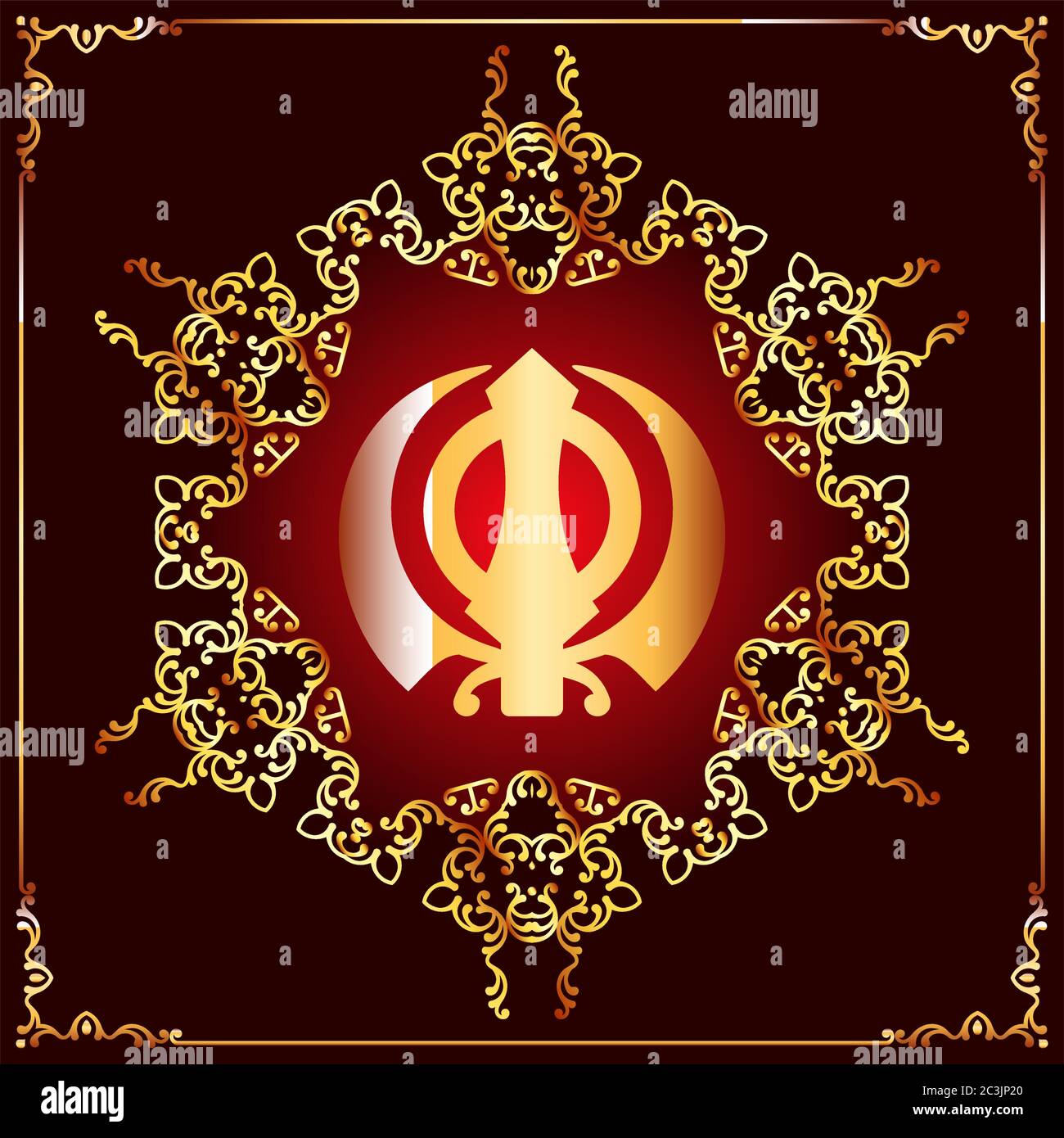 EK Onkar, Khandha il santo motivo Vector Illustrazione Illustrazione Vettoriale