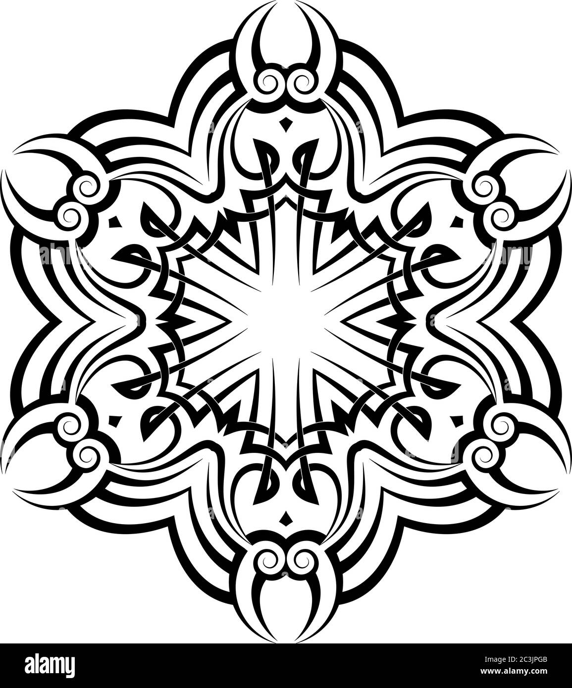 Illustrazione del vettore circolare del tatuaggio tribale Illustrazione Vettoriale