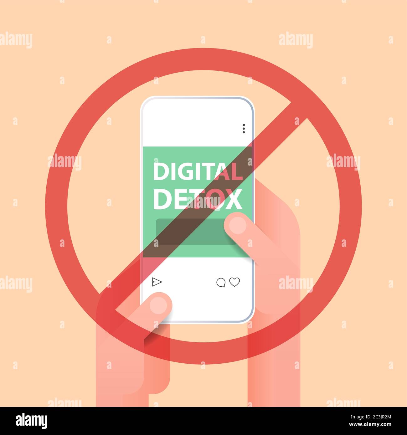 mani umane che utilizzano smartphone concetto di detox digitale abbandonando internet e social network illustrazione vettoriale Illustrazione Vettoriale