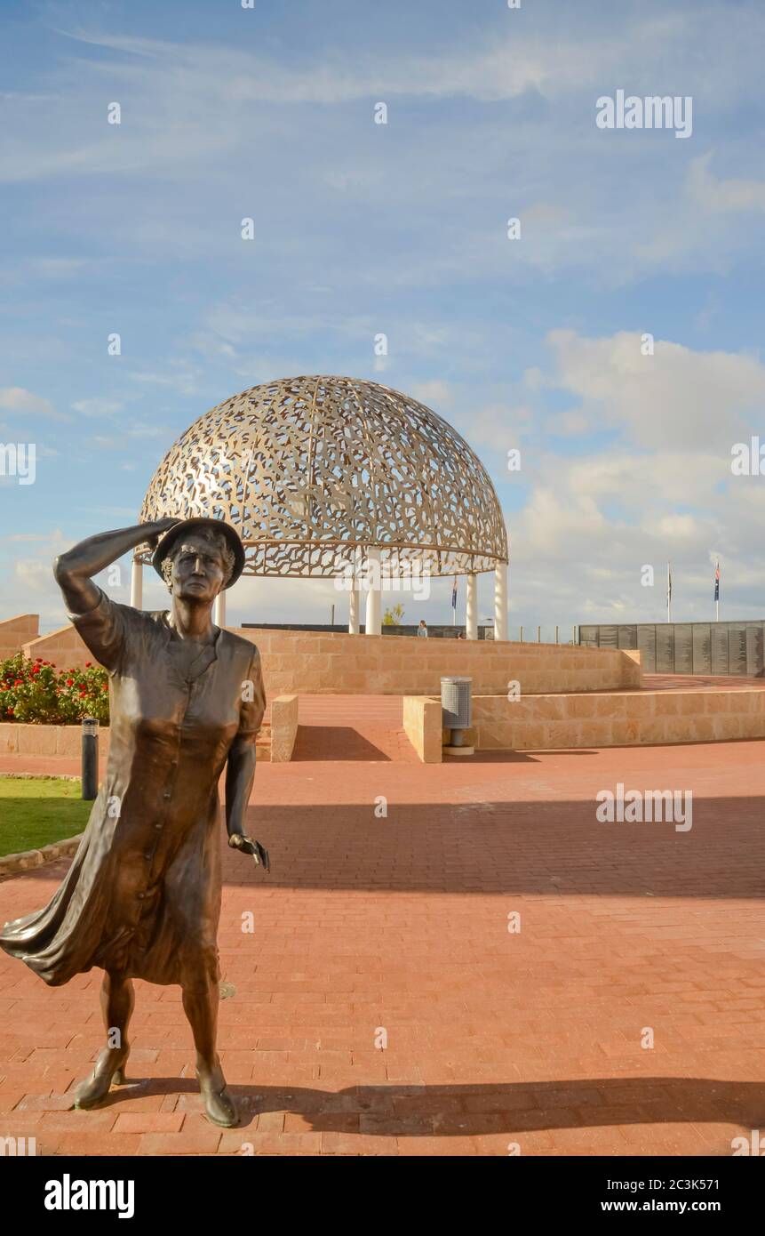 Il memoriale di HMAS Sydney che combatté una battaglia con la nave tedesca HSK Kormoran nel 1941. Molti sono stati salvati da Kormoran, ma tutto l'equipaggio di Sydney annegò Foto Stock