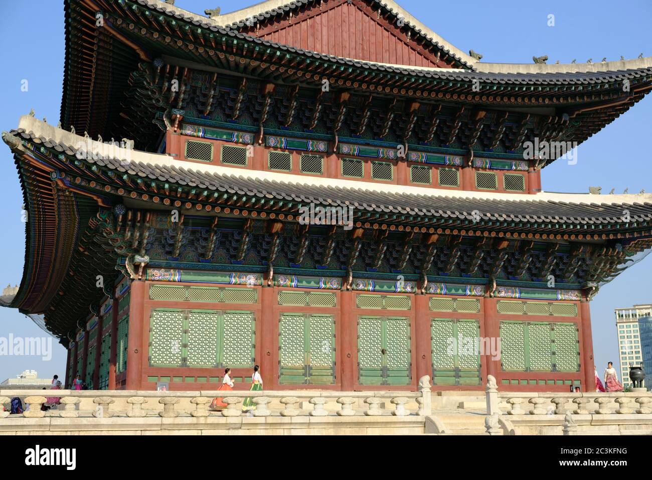Seoul Corea del Sud - Gyeongbokgung Palace Throne Hall composto con Geunjeongjeon Hall Foto Stock
