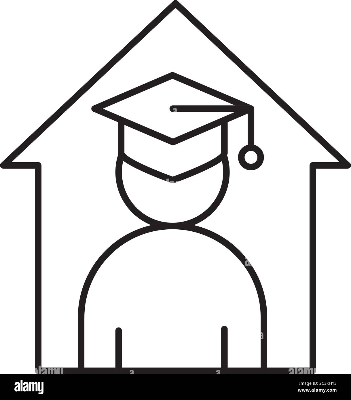 formazione online, corsi di laurea virtuale, web e mobile, icona stile linea illustrazione vettoriale Illustrazione Vettoriale