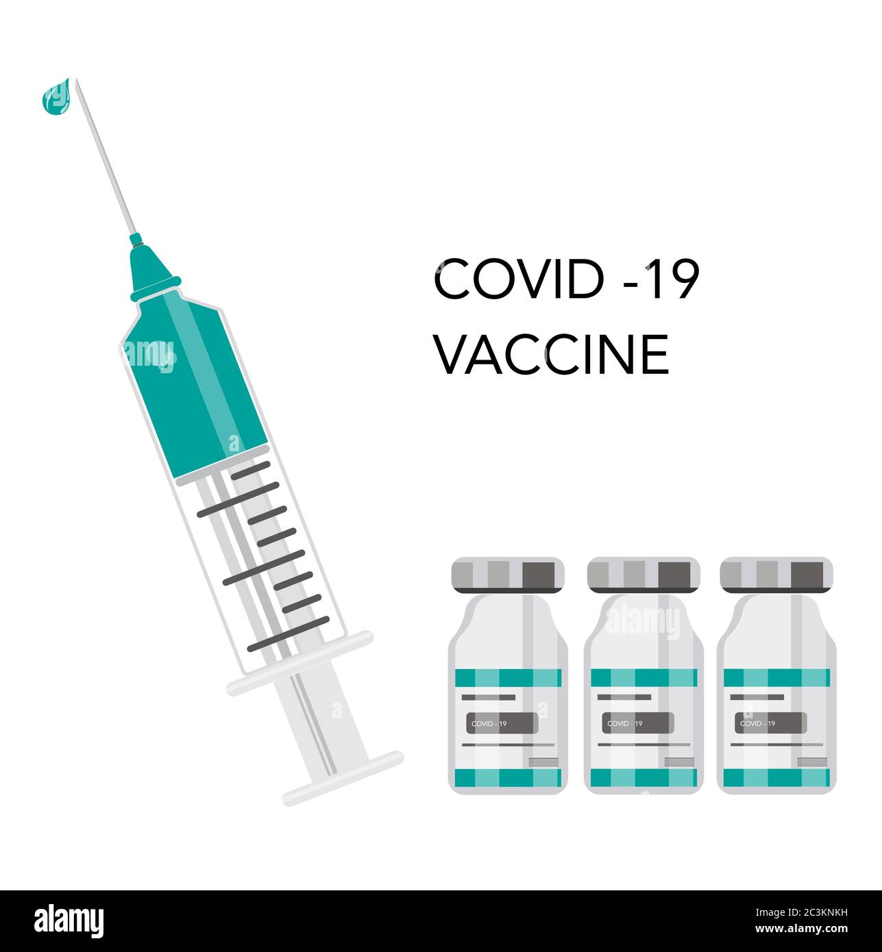 siringa di vaccinazione covid-19 su fondo bianco Illustrazione Vettoriale