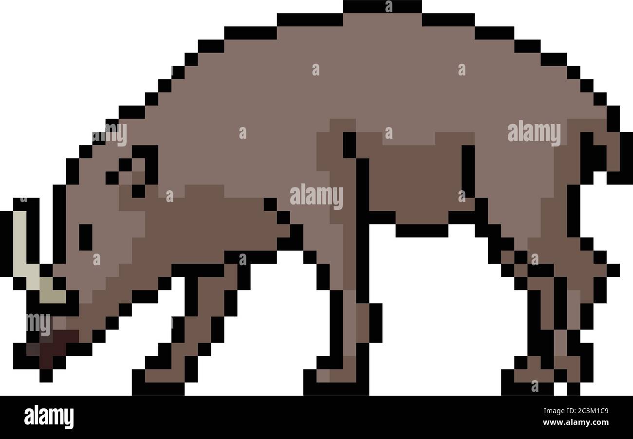 vettore pixel art boar isolato cartone animato Illustrazione Vettoriale