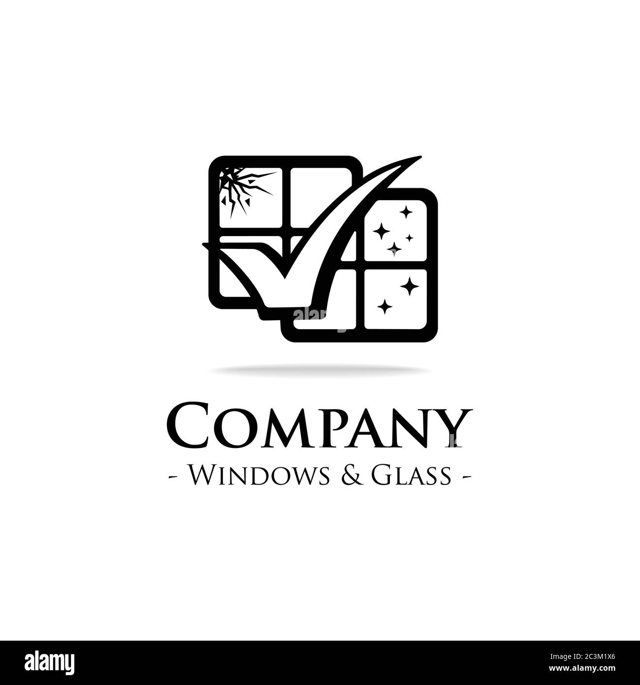 Windows e logo in vetro. Vettore e illustrazione. Illustrazione Vettoriale